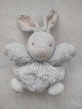 Peluche/Doudou Lapin Boule Bleu Blanc Gris Fourrure Noeud Perle 17cm Kaloo 2013