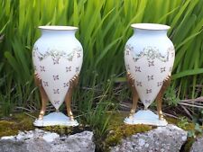 Paire de vases tripode en porcelaine Jaget Pinon Tours
