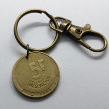 Keychain – 5 Francs 1986 – Belgium – King Baudouin – vintage bronze style