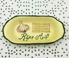 Gratte-ail céramique râpe-ail rectangulaire jaune motif ail 17x8 x 2,5 cm