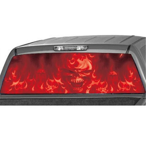 Car sticker flaming skull - car,