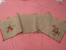 Rideau ancien lin brodé - ,