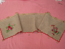   rideau ancien  lin brodé