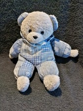 doudou peluche ours blanc bleu