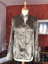 Chemisier satiné aspect froissé Kaki "Jacqueline RIU" – T 1*