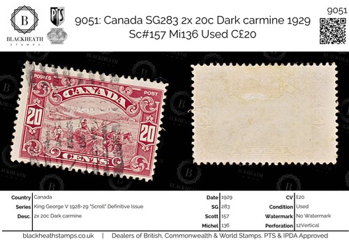 Canada sg283 20c carmine - sg283, 2x