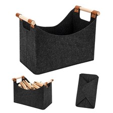 Panier en Feutre Pliable, Panier Rangement pour Bois Portable Panier de Range...