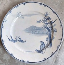 Ancienne Vaisselle Assiette Plate Gien Modèle Vol d Oiseaux Terre De Fer