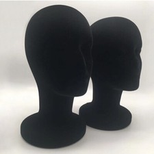 T??te de mannequin femme en mousse avec finition velours pour pr??sentoir perruq