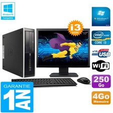 PC HP Compaq Pro 6300 SFF I3-3220 4Go 250Go Graveur DVD Wifi W7 Ecran 17"