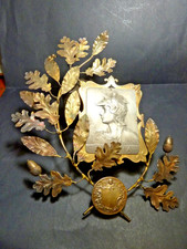 Plaque Gloria Rasumny  sur feuillage lauriers chene vermeil 59gr Napoleon III