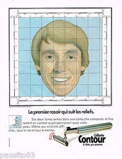 PUBLICITE ADVERTISING 065  1980  GILETTE CONTOUR rasoir qui suit les reliefs