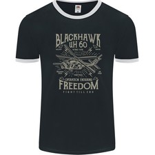 T-Shirt Ringer Pour Homme Blackhawk UH60 Hélicoptère Militaire De L'Armée