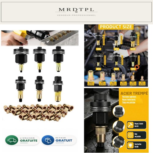 Kit 186 écrous riveter - écrous,