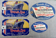 FRENCH LINE - PAQUEBOT LAFAYETTE - 4 ÉTIQUETTES DE BAGAGE - ANNÉES 30
