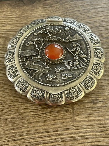 Ancien poudrier argent - poudrier, en