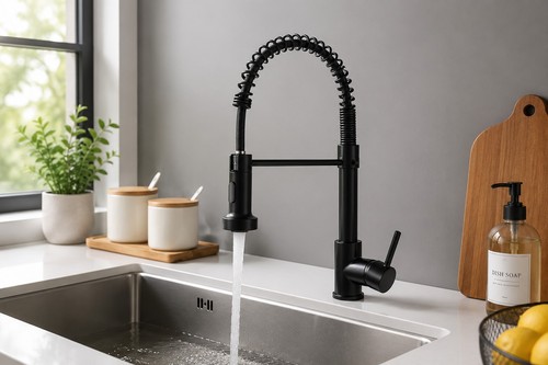 Robinet cuisine noir mat avec - robinet,