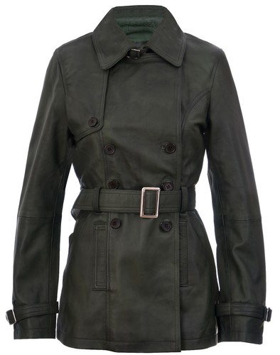 Femmes cuir trench coat - femmes, vert