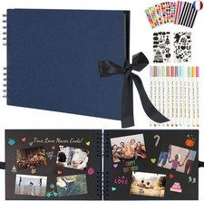 Boic Album Photo Scrapbooking 80 Pages Noir, DIY Traditionnel Scrapbook Livre