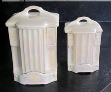 2 ANCIENS POTS à EPICES ART-DECO, Epices, Farine, faïence de Tchécoslovaquie