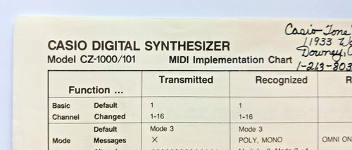 Casio midi implementation - midi,