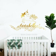 Unicorn Wall Decal, Custom Name Decal, Vinyl Wall Decal, Unicorn Decal  ga116