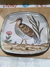 Assiette Carrée Decor Bécasse Vallauris N' 11 Fait Main