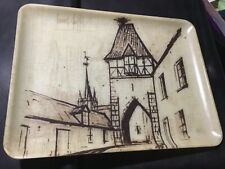 Beau petit plateau ancien fibre de verre Eglise Clocher Porte BERNARD BUFFET