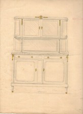 Dessin drawing original - ensemble de 2 buffets - HOUSSEAU - projet Ameublement