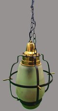 LANTERNE SUSPENSION TYPE MARINE AVEC LAMPE DEPOLIE VINTAGE ANNEES 1950