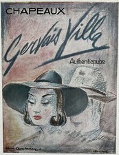 PUBLICITE CHAPEAU GERVAIS VILLA ESPERAZA SIGNE CAMBEROQUE DE 1946 FRENCH AD HAT