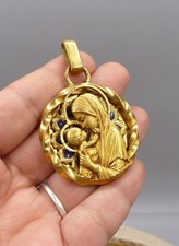 Rare Médaille A.Augis Vierge à l'enfant Plique à jour - Lourdes