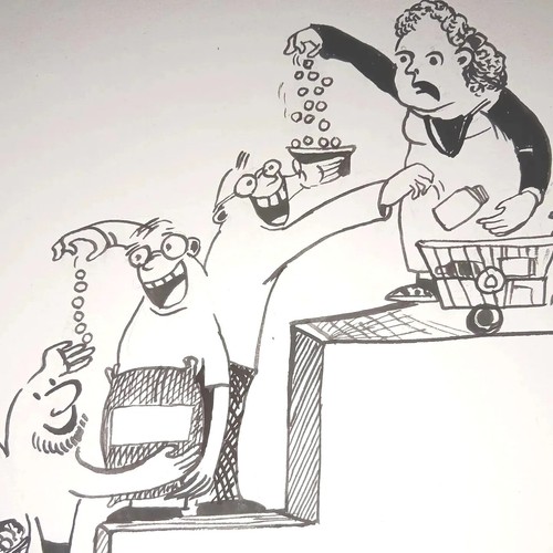 Commerce dessin encre - dessin,