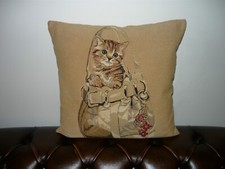 Coussin beige : Chaton dans un sac à main - 40 x 40 cm - Excellent état