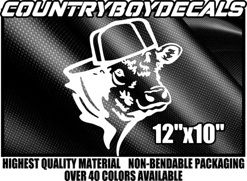 Cow with hat vinyl decal - with,