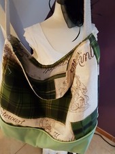 Sac besace toile de coton style anglais, bandoulière, fermé par fermeture éclair