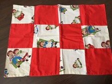 Vintage Handmade Red & Raggedy Ann Patchwork Doll Quilt 21 X 27 1/2” (I 69)