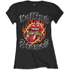 Ladies The Rolling Stones Flaming Tattoo  Autorisé Femmes Dames T-shirt 