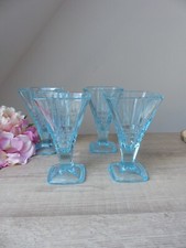 Vintage quatre coupes à glaces bleues aqua italiennes Fidenza, Coupes à dessert