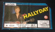 ticket billet used place concert JOHNNY HALLYDAY 1987 Lyon
