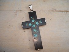 Pietra Dura Pendentif Croix Ancienne