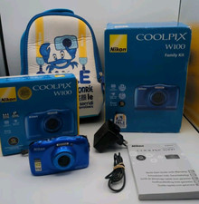 Nikon Coolpix W100 13.2Mp Digital Camera Waterproof 10m Blue, Original Packaging