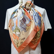 RARE VINTAGE HERMES Soie Scarf "Charmes des Plages Normandes" Carre 90