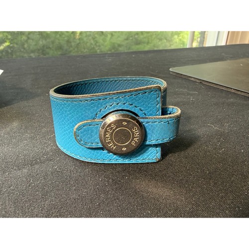 Hermes leather bracelet blue - leather,