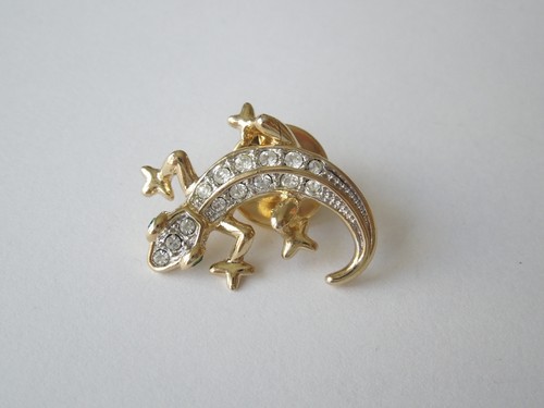 Broche salamandre gecko doré - broche,