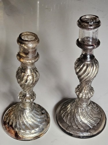 Bougeoir verre eglomisé - bougeoir, x2