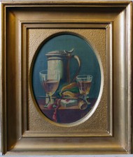 A. Mougin, nature morte aux verres de cristal, 1875, huile sur toile