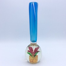 Vase sulfure presse papiers cristal soufflé coloré décor floral de Murano XXème