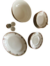 ANCIEN SERVICE DE TABLE POMPADOUR UL ASSIETTE 6 PLATES 5 CREUSE 2 PLAT 1 SAUCIER