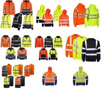 Hi Viz Visibilité à Capuche Réfléchissant Travail Zip Sweat Polaire Veste Gilet